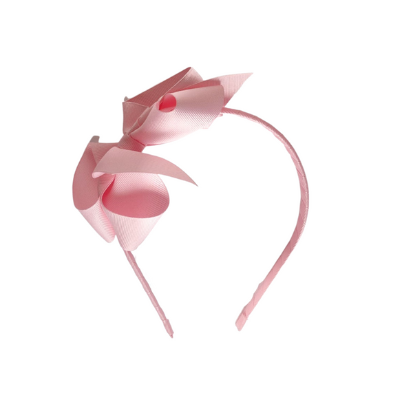 Ribbon Shoelace Bow Headband - Rose Pink