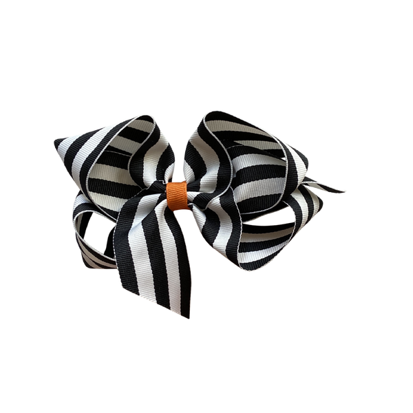 Big Black & White Stripe Bow