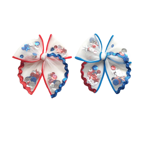 Patriotic Sequin Shaker Bow