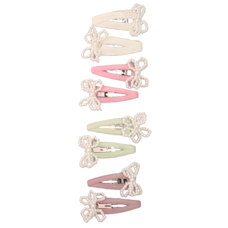 Pearl Bow Pop Clips Set