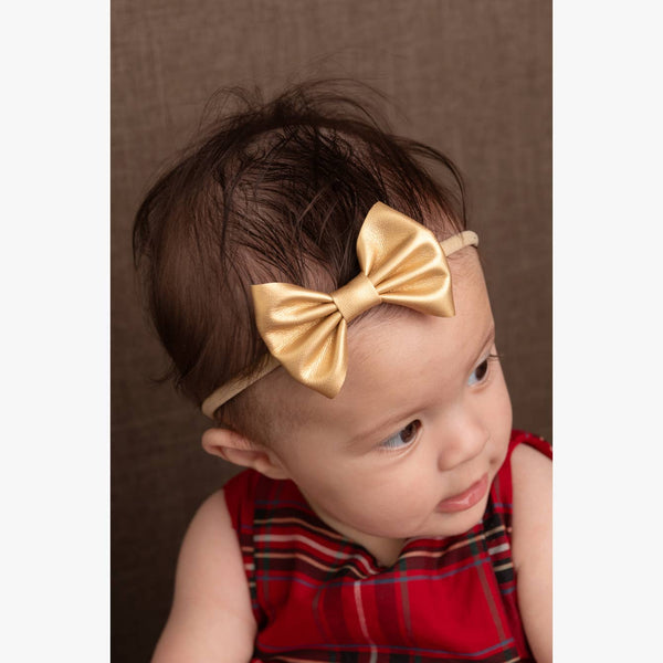 Faux Leather Baby Bowtie Headband