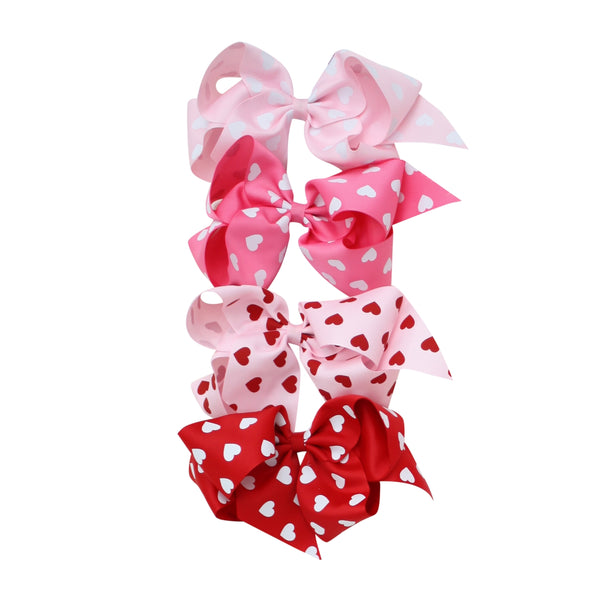 Heart Print Grosgrain Bow