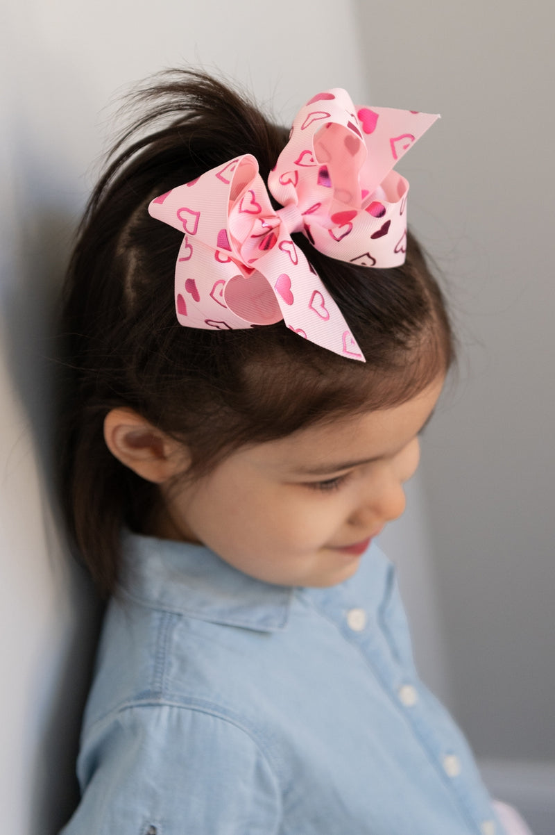 Metallic Heart Grosgrain Bow