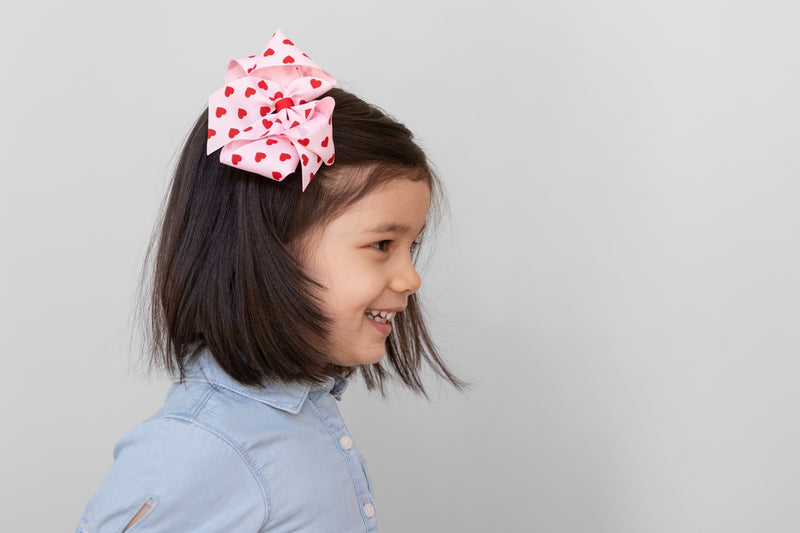 Heart Print Grosgrain Bow