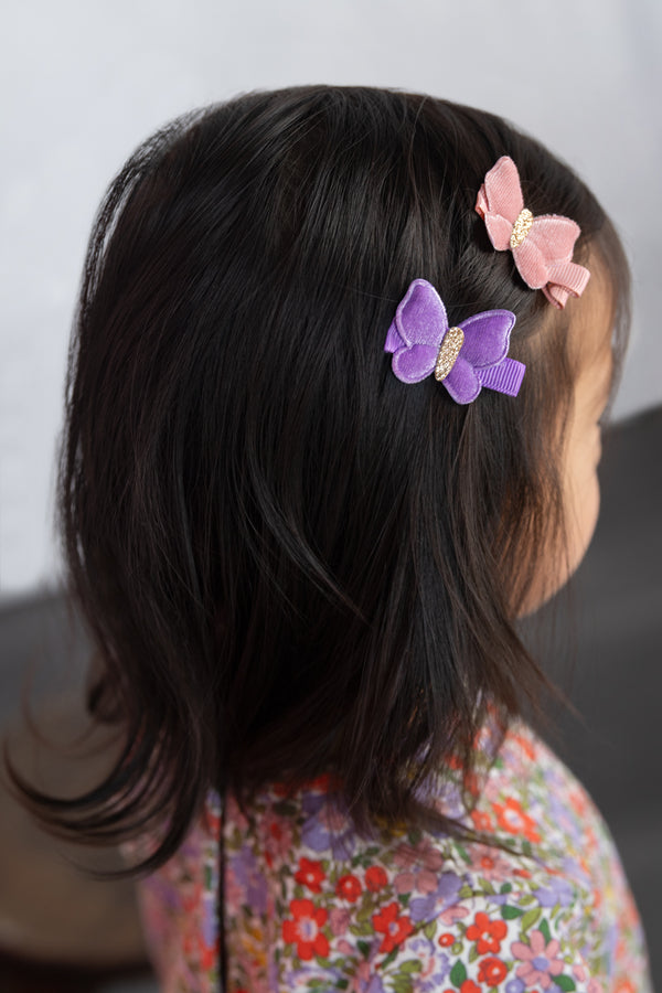 Velvet Glitter Butterfly Clip