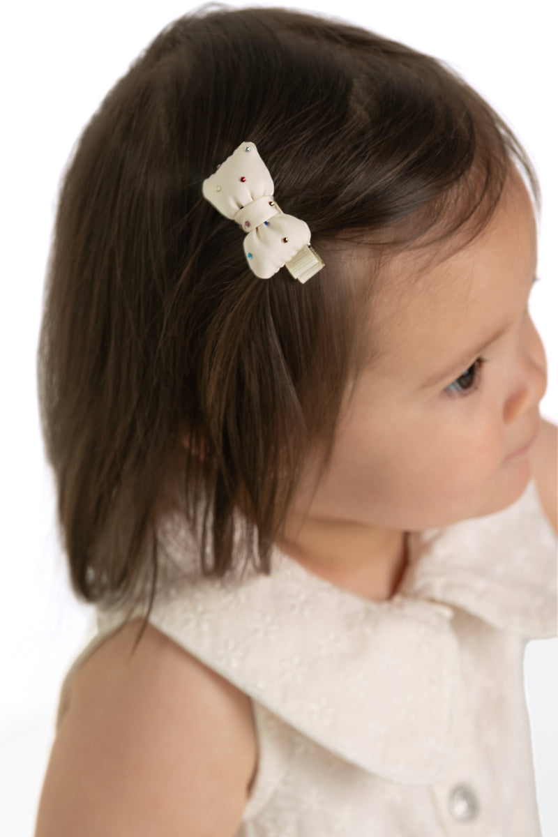 Puffy Satin Rhinestone Bow