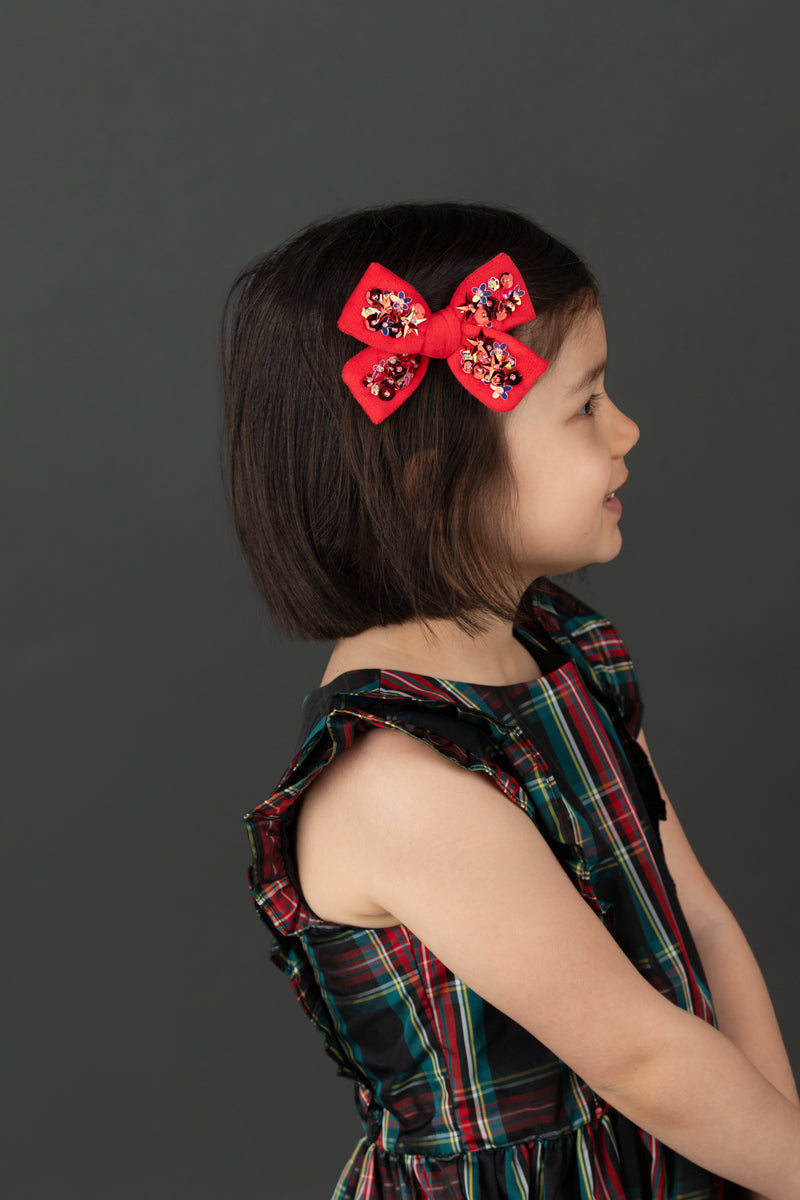 Holiday Velvet Sequin Bow