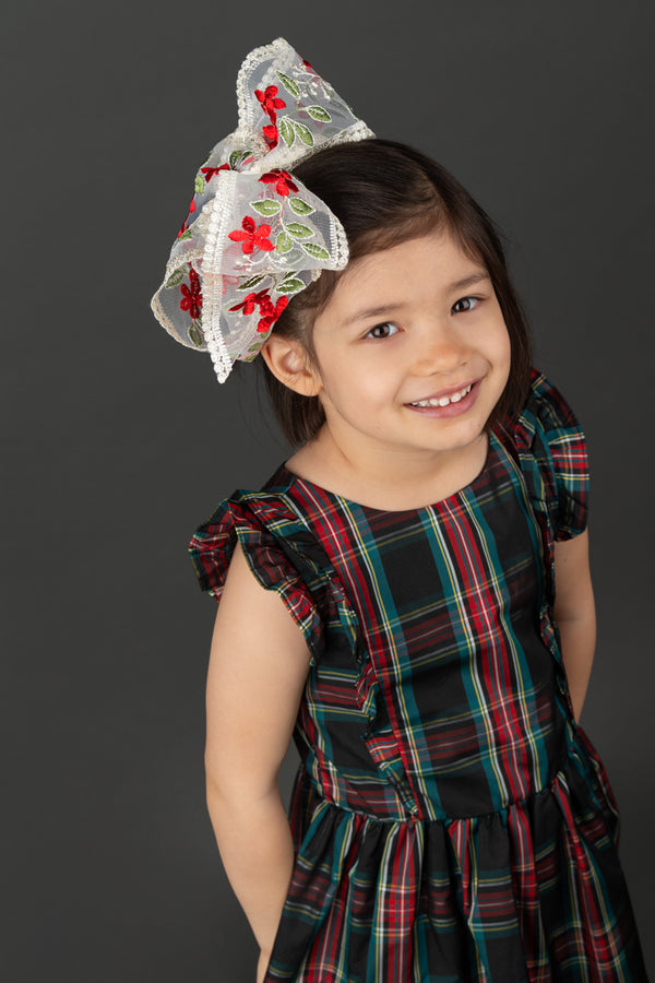 Super Jumbo Sheer Embroidered Lace Bow