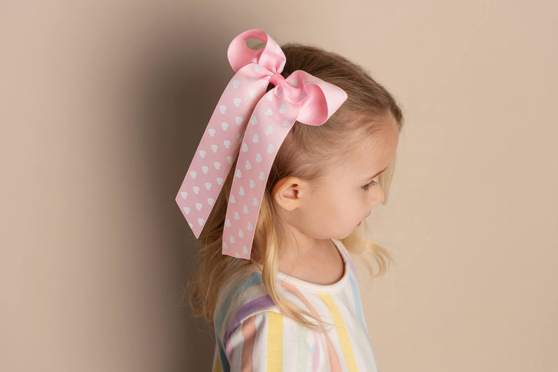 Heart Print Long Tail Bow