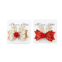 Reindeer Glitter Bow Clip