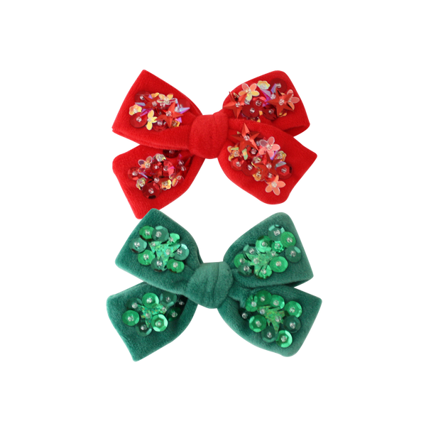 Holiday Velvet Sequin Bow