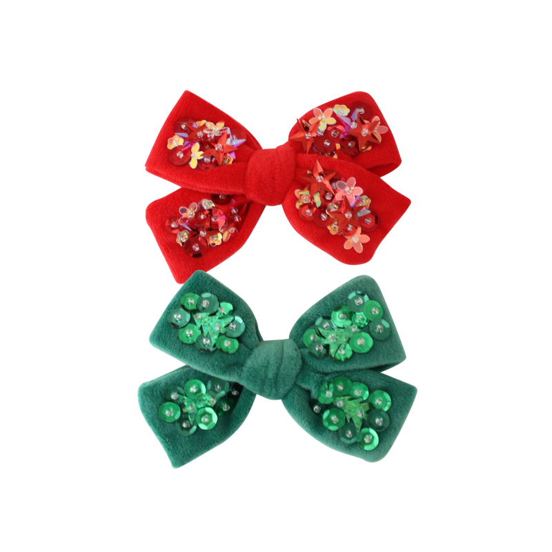 Holiday Velvet Sequin Bow