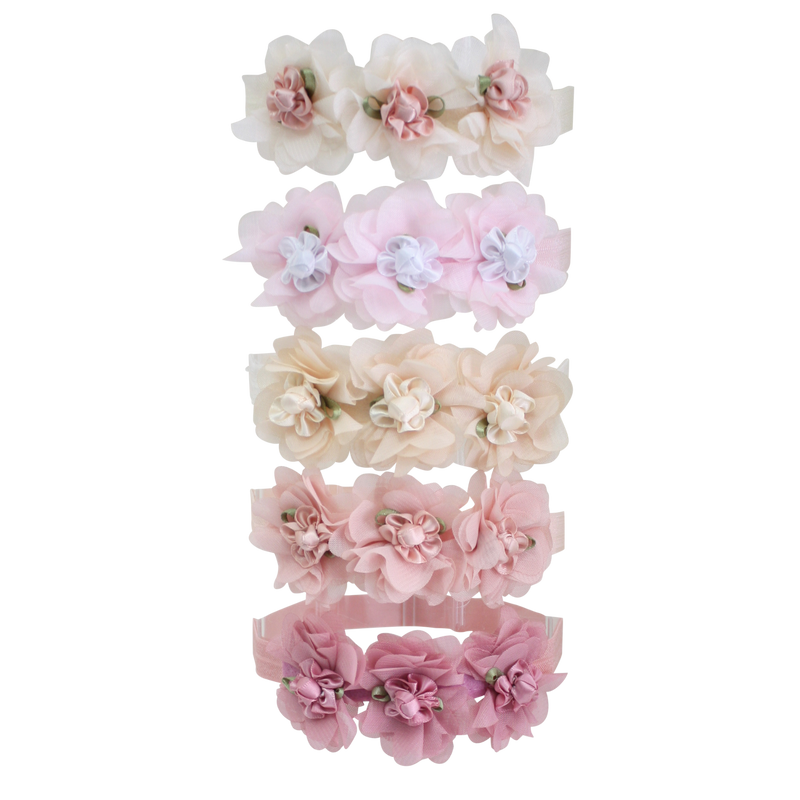 Rosette & Chiffon Flower Baby Headband