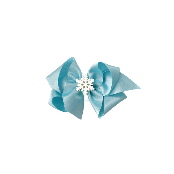 Big Icy Blue Glitter Snowflake Bow