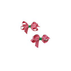 Infant Candy Cane Stripe Bow (Set of 2)