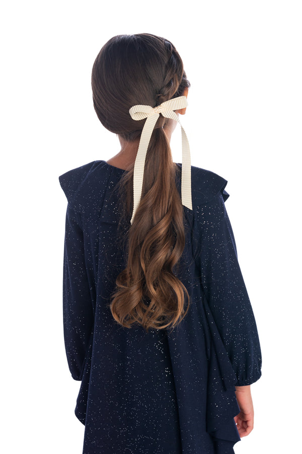 Long Tail Pleated Satin Bow