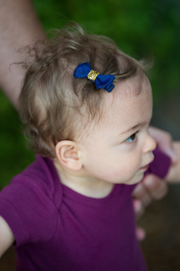 Mini Baby Glitter Center Grosgrain Bow
