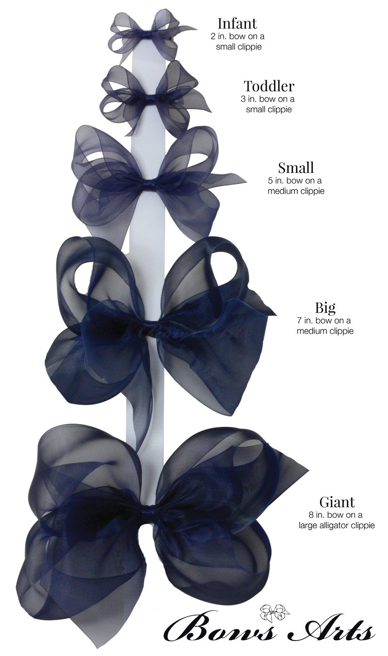 Small Navy & Gold Organdy Bow