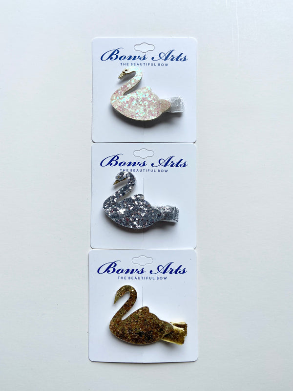 Glitter Swan Clip